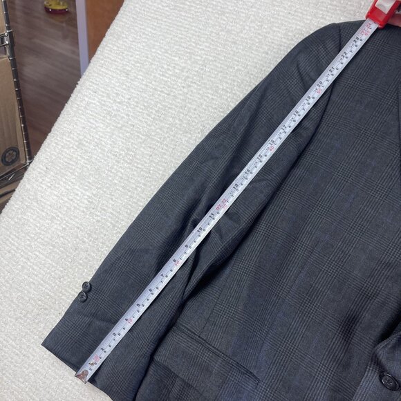 J.P. Tilford Samuelsohn x Harry Rosen Gray/Blue gingham Sport Blazer Jacket 46R - Picture 14 of 16